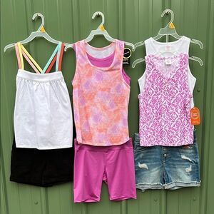 Girls Summer Tank Tops Shorts Sports & 8-Piece Bundle Size L